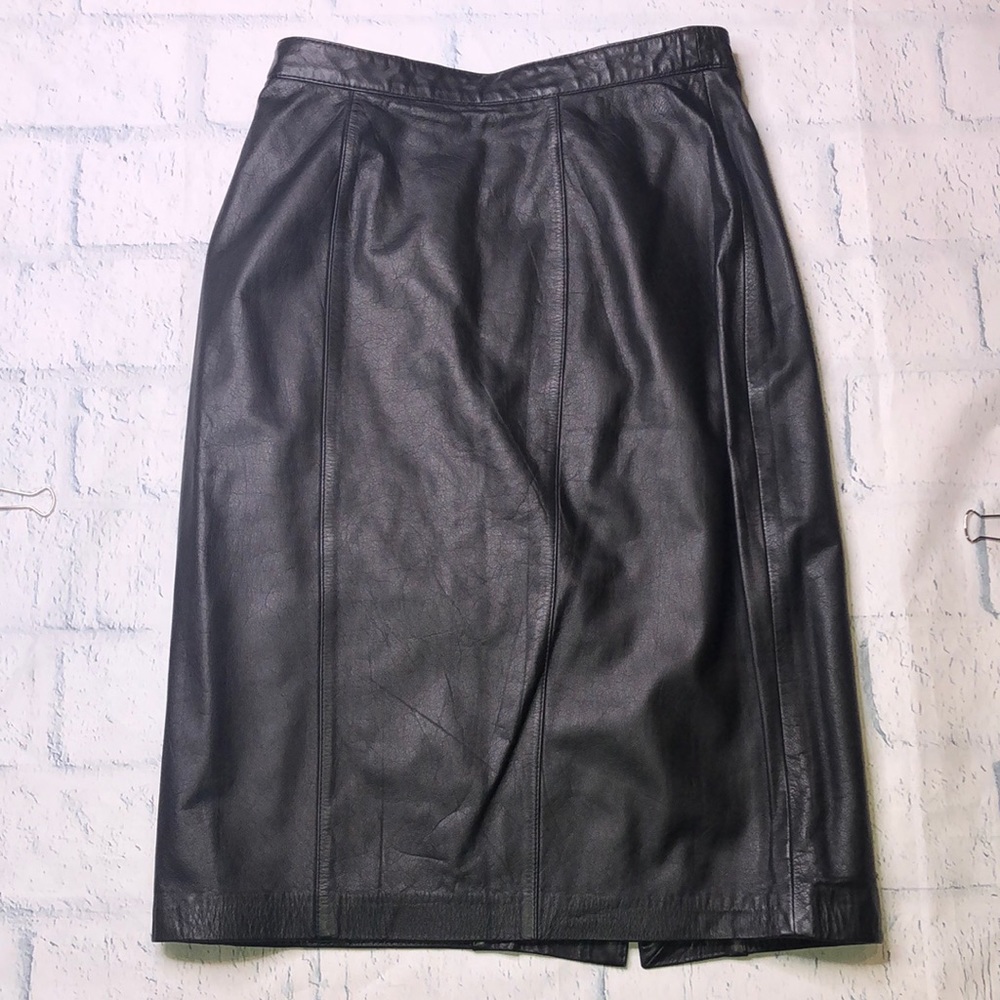 🔹Evan Davies Leather Pencil Skirt